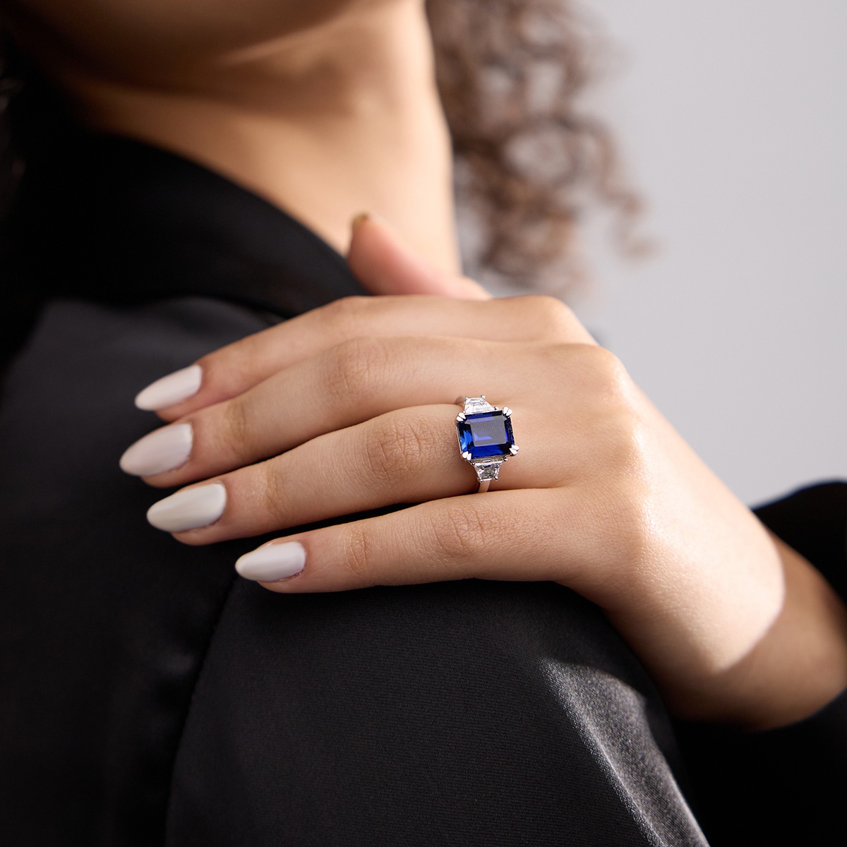 Lab created sapphire engagement on sale rings